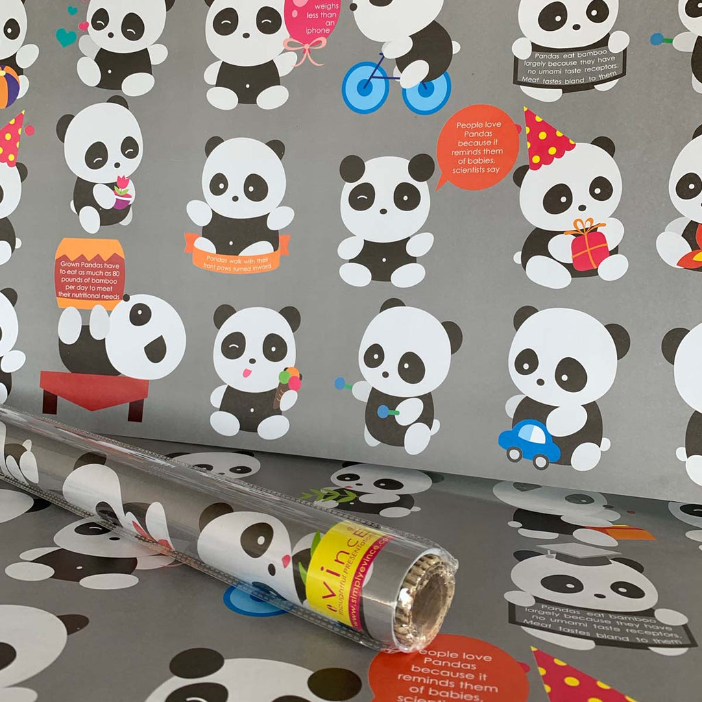 eVincE Panda Gift Wrapping Paper for kids birthday theme party