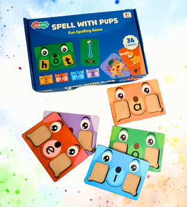 JoGenii Spell with Pups Game | Fun way to learn 3 letter CVC words Phonics | Phonetics Spelling Game for Montessori, Toddlers, Nursery, Kindergarten and Pre-School Kids