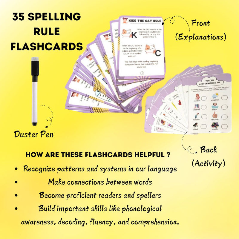 Phonics Fun Learning (35 Spelling rules + 120 Phonics flashcards)