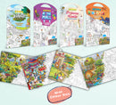 GIANT JUNGLE SAFARI COLOURING POSTER, GIANT AT THE MALL COLOURING POSTER, GIANT PRINCESS CASTLE COLOURING POSTER and GIANT DINOSAUR COLOURING POSTER | Gift Pack of 4 Posters I Giant Coloring Posters Multipack