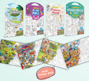 GIANT JUNGLE SAFARI COLOURING POSTER, GIANT AT THE MALL COLOURING POSTER, GIANT PRINCESS CASTLE COLOURING POSTER and GIANT AMUSEMENT PARK COLOURING POSTER | Combo of 4 Posters I Giant Coloring Posters Deluxe Pack