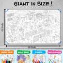 GIANT AT THE MALL COLOURING POSTER, GIANT PRINCESS CASTLE COLOURING POSTER, GIANT CIRCUS COLOURING POSTER and GIANT DINOSAUR COLOURING POSTER | Combo pack of 4 Posters I value gift pack