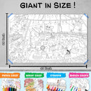 GIANT AT THE MALL COLOURING POSTER, GIANT PRINCESS CASTLE COLOURING POSTER, GIANT CIRCUS COLOURING POSTER and GIANT SPACE COLOURING POSTER | Set of 4 Posters I Coloring Posters Super Bundle