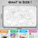 GIANT AMUSEMENT PARK COLOURING POSTER, GIANT SPACE COLOURING POSTER, GIANT UNDER THE OCEAN COLOURING POSTER and GIANT DRAGON COLOURING POSTER | Gift Pack of 4 Posters I best gift pack for siblings