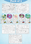 GIANT JUNGLE SAFARI COLOURING POSTER, GIANT AT THE MALL COLOURING POSTER, GIANT PRINCESS CASTLE COLOURING POSTER, GIANT CIRCUS COLOURING POSTER and GIANT AMUSEMENT PARK COLOURING POSTER | Pack of 5 Posters I kids activity colouring posters