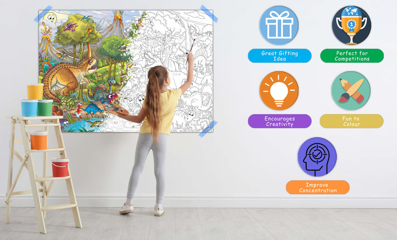 GIANT AT THE MALL COLOURING , GIANT PRINCESS CASTLE COLOURING , GIANT CIRCUS COLOURING , GIANT DINOSAUR COLOURING , GIANT AMUSEMENT PARK COLOURING  and GIANT DRAGON COLOURING  | Combo of 6 s I Coloring  gift set