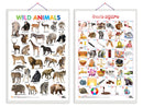 Set of 2 Wild Animals and Telugu Alphabet?(Telugu) Early Learning Educational Charts for Kids | 20"X30" inch |Non-Tearable and Waterproof | Double Sided Laminated | Perfect for Homeschooling, Kindergarten and Nursery Students