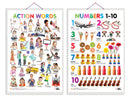 Set of 2 Action Words and Numbers 1-10 Early Learning Educational Charts for Kids | 20"X30" inch |Non-Tearable and Waterproof | Double Sided Laminated | Perfect for Homeschooling, Kindergarten and Nursery Students