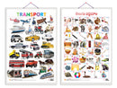 Set of 2 Transport and Telugu Alphabet?(Telugu) Early Learning Educational Charts for Kids | 20"X30" inch |Non-Tearable and Waterproof | Double Sided Laminated | Perfect for Homeschooling, Kindergarten and Nursery Students