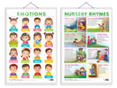 Set of 2 EMOTIONS and NURSERY RHYMES Early Learning Educational Charts for Kids | 20"X30" inch |Non-Tearable and Waterproof | Double Sided Laminated | Perfect for Homeschooling, Kindergarten and Nursery Students