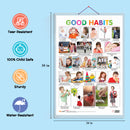 Set of 3 Colours, Shapes and Good Habits Early Learning Educational Charts for Kids | 20"X30" inch |Non-Tearable and Waterproof | Double Sided Laminated | Perfect for Homeschooling, Kindergarten and Nursery Students