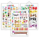 Set of 3 Colours, Shapes and Numbers 1-10 Early Learning Educational Charts for Kids | 20"X30" inch |Non-Tearable and Waterproof | Double Sided Laminated | Perfect for Homeschooling, Kindergarten and Nursery Students