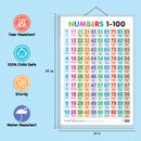 Set of 3 Colours, Shapes and Numbers 1-100 Chart for Kids | 20"X30" inch |Non-Tearable and Waterproof | Double Sided Laminated | Perfect for Homeschooling, Kindergarten and Nursery Students