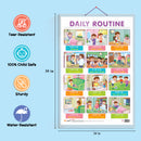 Set of 6 Good Habits, Action Words, SUBTRACTION, DAILY ROUTINE, PHONICS - 1 and PHONICS - 2 Early Learning Educational Charts for Kids