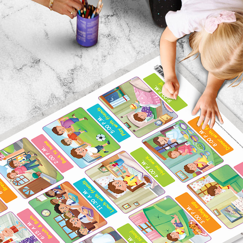 Set of 2 ADDITION and DAILY ROUTINE Early Learning Educational Charts for Kids | 20"X30" inch |Non-Tearable and Waterproof | Double Sided Laminated | Perfect for Homeschooling, Kindergarten and Nursery Students