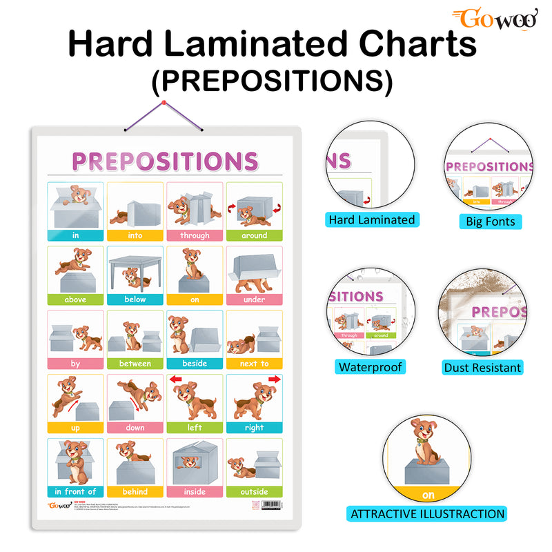 Set of 2 NURSERY RHYMES and PREPOSITIONS Early Learning Educational Charts for Kids | 20"X30" inch |Non-Tearable and Waterproof | Double Sided Laminated | Perfect for Homeschooling, Kindergarten and Nursery Students