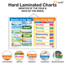 Set of 3 MATHS KEYWORDS, MONTHS OF THE YEAR AND DAYS OF THE WEEK and DAILY ROUTINE Early Learning Educational Charts for Kids