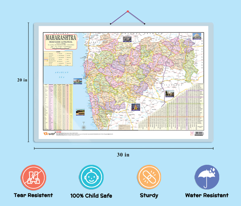 Set of 2 World Political and Maharashtra Road Guide & Political Map Educational Charts | 20"X30" inch |Non-Tearable and Waterproof | Double Sided Laminated |Useful For Preparation Of SSC, UPSC, RRB, IES, and other exams