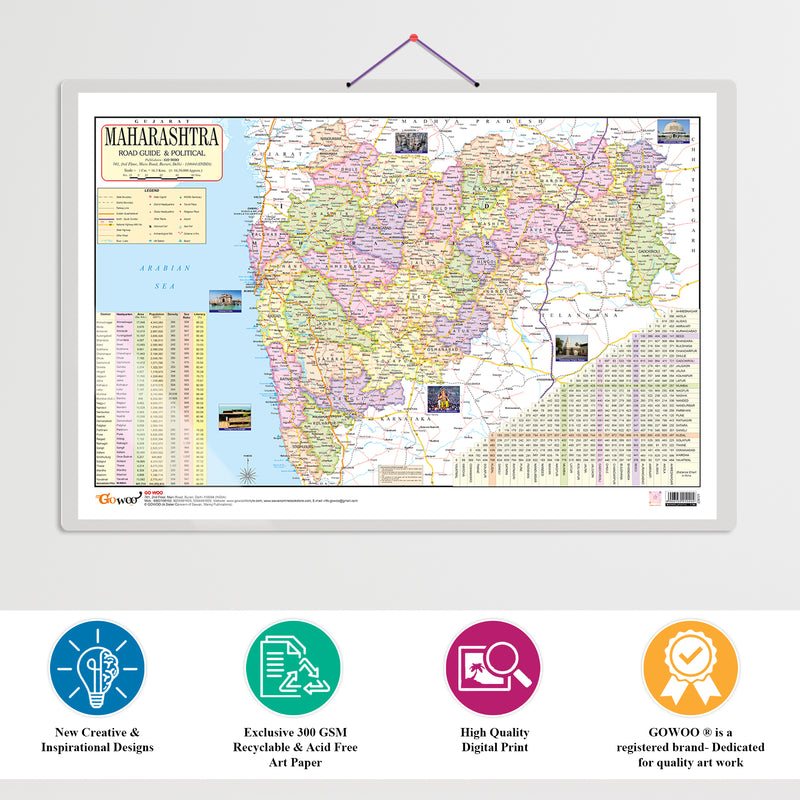 Set of 2 World Political and Maharashtra Road Guide & Political Map Educational Charts | 20"X30" inch |Non-Tearable and Waterproof | Double Sided Laminated |Useful For Preparation Of SSC, UPSC, RRB, IES, and other exams