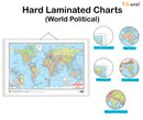 Set of 2 | 2 IN 1 CHATTISGARH POLITICAL AND PHYSICAL Map IN HINDI and 2 IN 1 WORLD POLITICAL AND PHYSICAL MAP IN HINDI Educational Charts