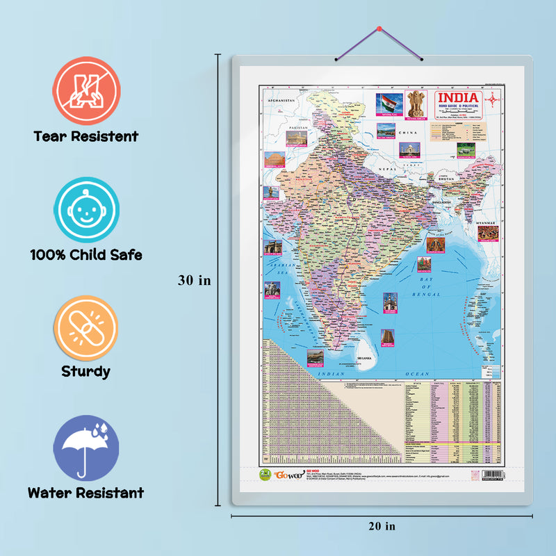 Set of 3 | 2 IN 1 CHATTISGARH POLITICAL AND PHYSICAL IN ENGLISH, 2 IN 1 CHATTISGARH POLITICAL AND PHYSICAL IN HIND and 2 IN 1 INDIA POLITICAL AND PHYSICAL MAP IN ENGLISH Educational Charts