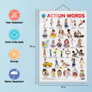 Set of 2 | 2 IN 1 ALPHABET AND NUMBER 1-10 and 2 IN 1 GOOD HABITS AND ACTION WORDS Early Learning Educational Charts for Kids