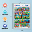 Set of 2 | 2 IN 1 ALPHABET AND NUMBER 1-10 and 2 IN 1 BENNY IS BORED AND BENNY IS LONELY Early Learning Educational Charts for Kids