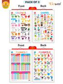 Set of 2 | 2 IN 1 COLOURS AND SHAPES and 2 IN 1 PHONICS 1 AND PHONICS 2 Early Learning Educational Charts for Kids | 20"X30" inch |Non-Tearable and Waterproof | Double Sided Laminated | Perfect for Homeschooling, Kindergarten and Nursery Students