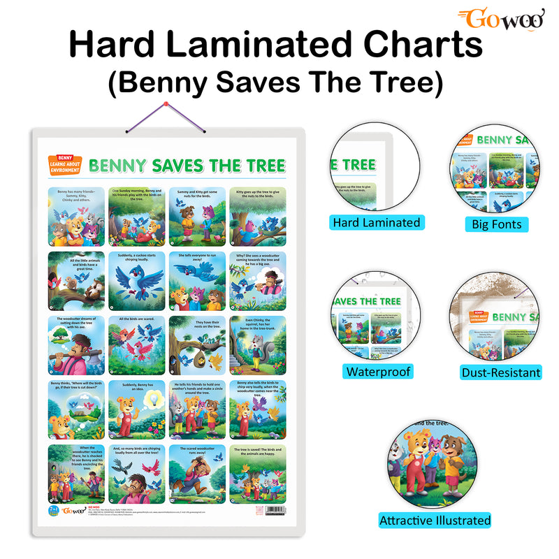 Set of 4 |  2 IN 1 FRUITS AND VEGETABLES, 2 IN 1 WILD AND FARM ANIMALS & PETS, 2 IN 1 GOOD HABITS AND ACTION WORDS and 2 IN 1 BENNY LEARNS TO LOVE PLANTS AND BENNY SAVES THE TREE Early Learning