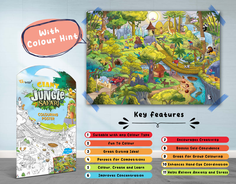 GOWOO - GIANT JUNGLE SAFARI COLOURING POSTER