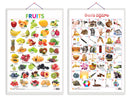 Set of 2 Fruits and Telugu Alphabet?(Telugu) Early Learning Educational Charts for Kids | 20"X30" inch |Non-Tearable and Waterproof | Double Sided Laminated | Perfect for Homeschooling, Kindergarten and Nursery Students