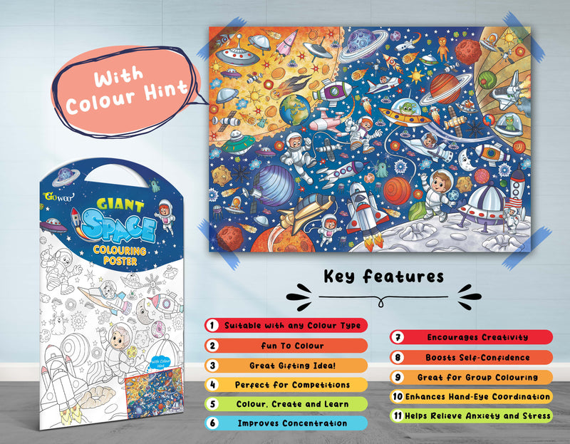 GIANT DINOSAUR COLOURING POSTER, GIANT AMUSEMENT PARK COLOURING POSTER and GIANT SPACE COLOURING POSTER | Combo of 3 Posters I Giant Coloring Posters Kit