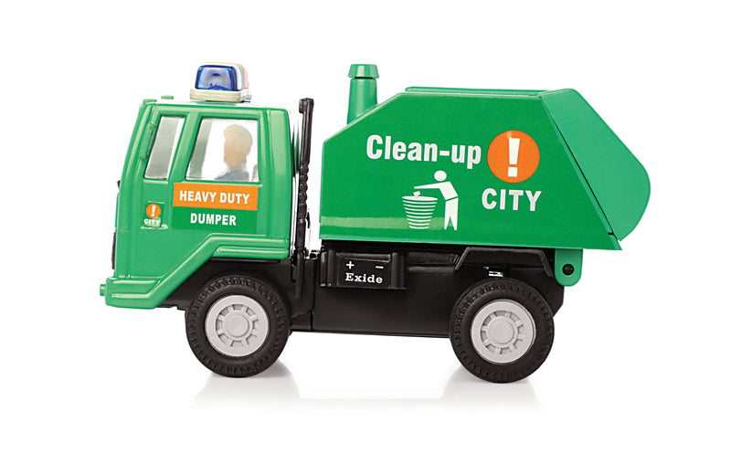 Clean Up City Truck Maintenance Free Pullback Spring Action Race Toy Gift for Boys 5+ Years. Strong ABS Plastic, NO Sharp Edges, BIS Certified.