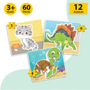 Little Berry Baby’s First Jigsaw Puzzle Set of 4 for Kids: Baby Animals, Ocean Animals, World of Dinosaurs & Magical Unicorns - 15 Puzzle Pieces Each