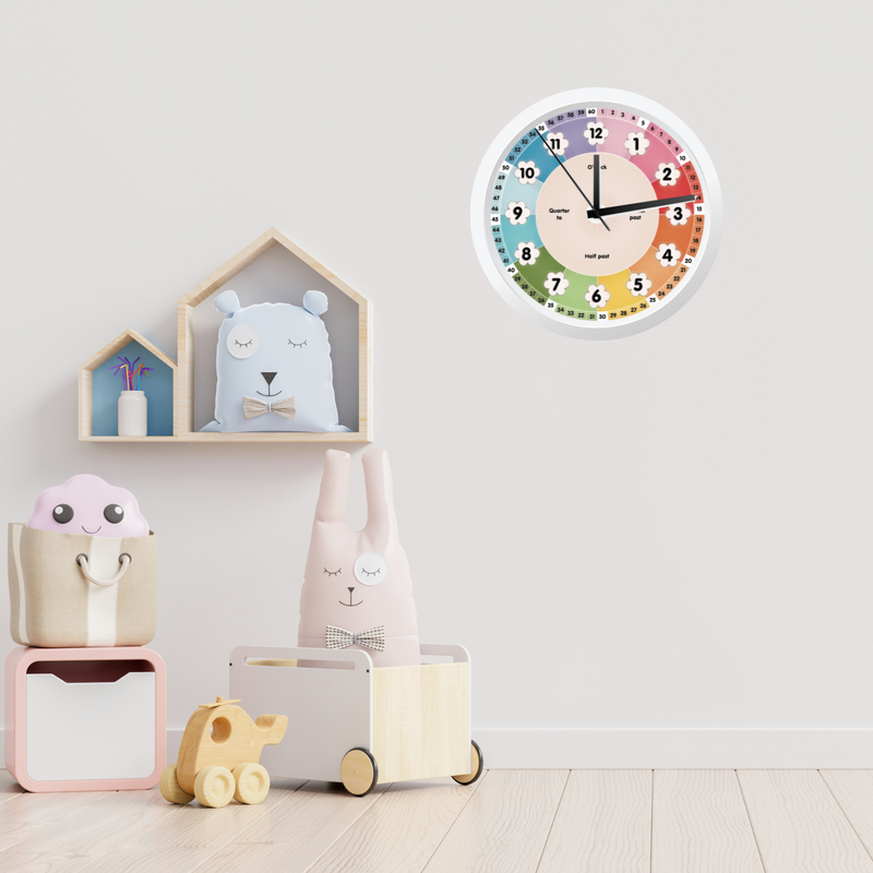 CocoMoco Kids Learning Clock for Kids Room Decor, Telling Time Teaching Clock, Analog Kids Clock for Teaching Time, Kids Learn to Tell Time Easily, Birthday Gift for Kids - 11.5 x 11.5 Inches