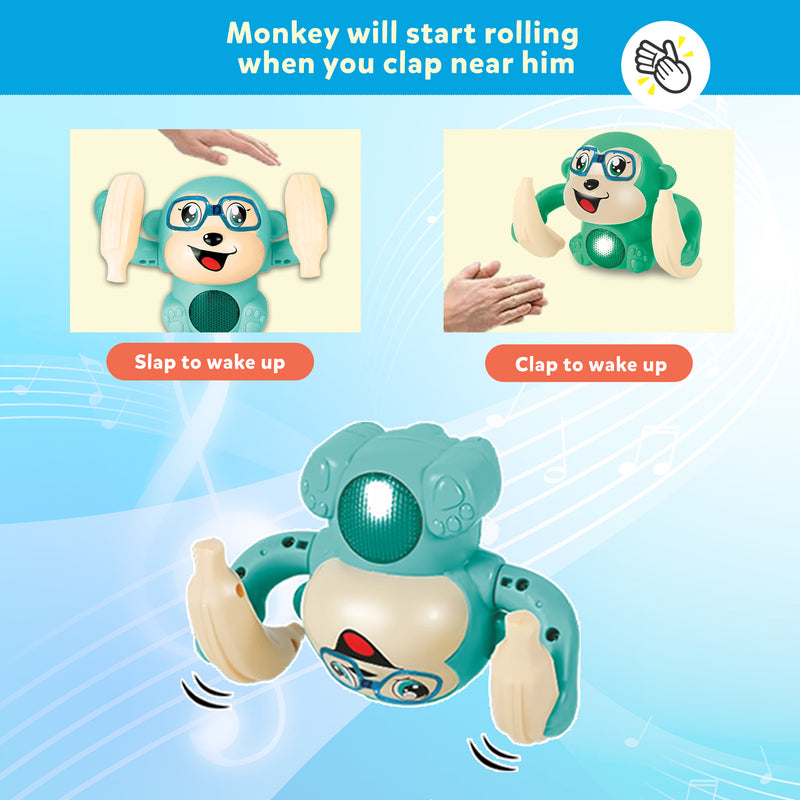 Little Berry Dancing and Spinning Tumbling Monkey with Light and Music Sound Control (Assorted Colours)