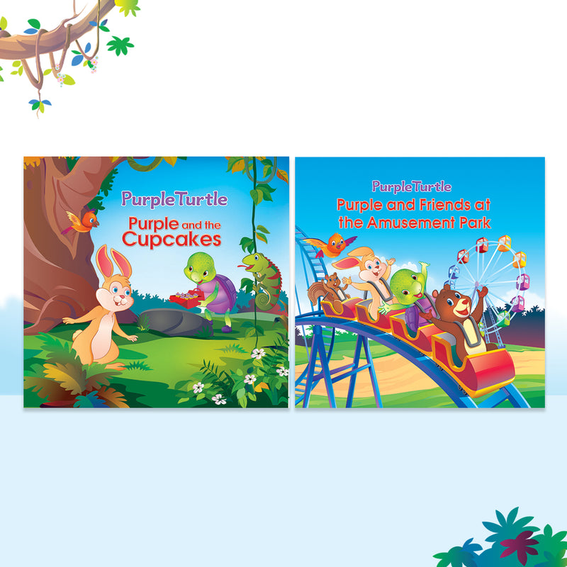 Story Books for Kids (Set of 2 Books) Purple and the cupcakes, Friends at The Amusement Park