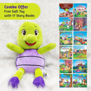 Story Books (Combo of 17 Books) Picture Books with Cute Soft Toy (Plush) Best Rakhi Gift (28x28 Storybooks)