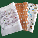 eVincE assorted Christmas wrapping paper |  Xmas Tree, White Snow Cityscape & Stamps pattern | 3 designs 15 sheets | 70 x 50 cms sheets