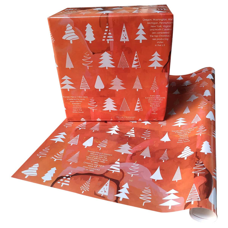 eVincE assorted Christmas wrapping paper | 3 designs 15 sheets | Red Doodle, Xmas tree and Cityscape white Christmas party theme | 70 x 50 cms sheets