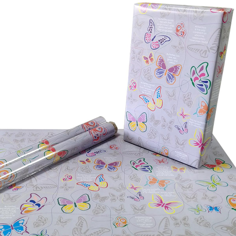 eVincE Butterfly Wrapping Paper | Facts Printed with Match the Butterfly fun | 70 x 50 cms | Pack of 10 Sheets