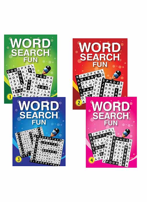 Set of 4 Word Search Fun Books for 4+ Year Old Children