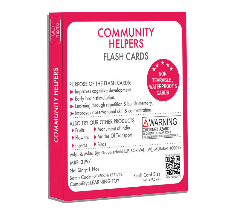 Community Helpers Flash Cards |GrapplerTodd Flashcards for Kids Early Learning Flash Cards Easy and Fun Way of Learning 6 Months to 6 Years Babies