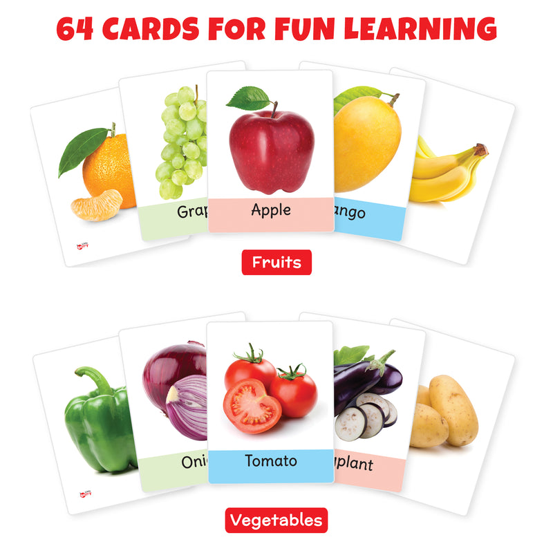 Little Berry Big Flash Cards for Kids (Set of 2): Fruits and Vegetables - 64 Cards