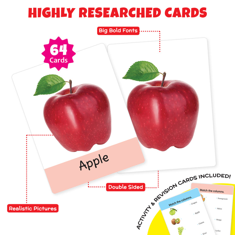 Little Berry Big Flash Cards for Kids (Set of 2): Fruits and Vegetables - 64 Cards