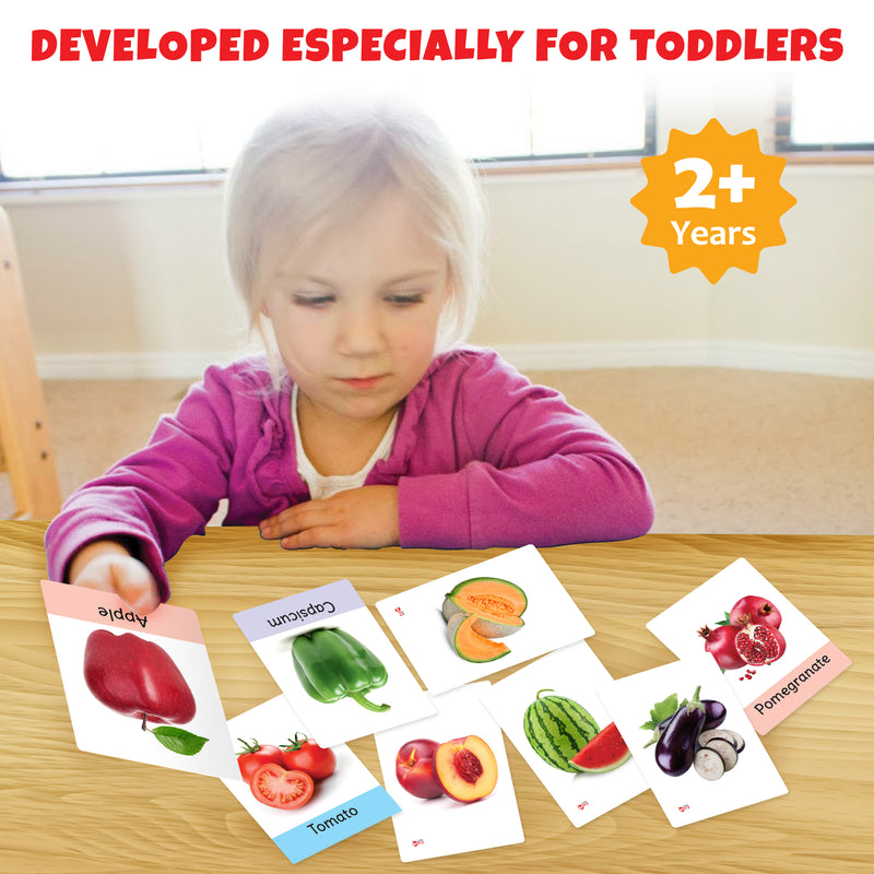 Little Berry Big Flash Cards for Kids (Set of 2): Fruits and Vegetables - 64 Cards