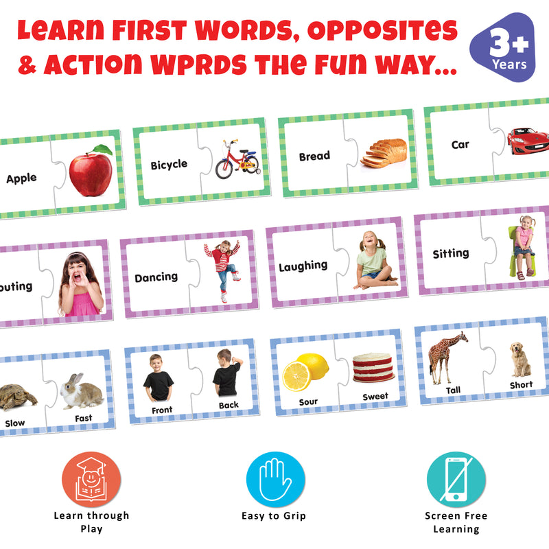 Little Berry Opposites, First Words and Action Words Early Learning Puzzles for Kids