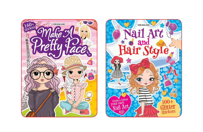 Make A Pretty Face and Nail Art, Hair Style Pack- 2 Books : Interactive & Activity Children Book by Dreamland Publications