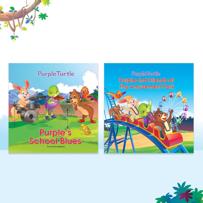 Story Books for Kids (Set of 2 Books) Purple's School Blues, Friends at The Amusement Park