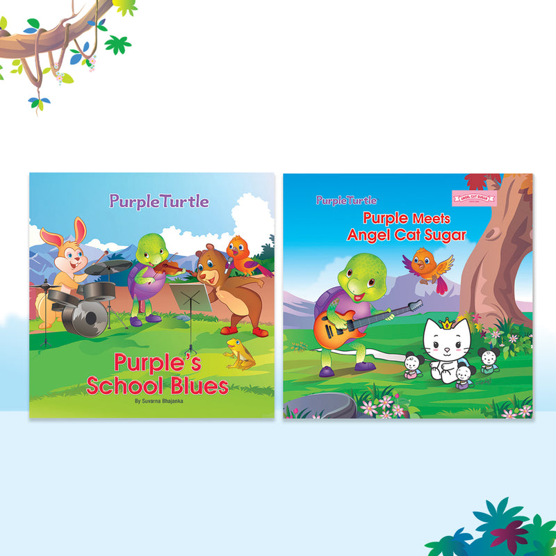 Story Books for Kids (Set of 2 Books) Purple's School Blues, Purple Turtle Meets Angel Cat Sugar